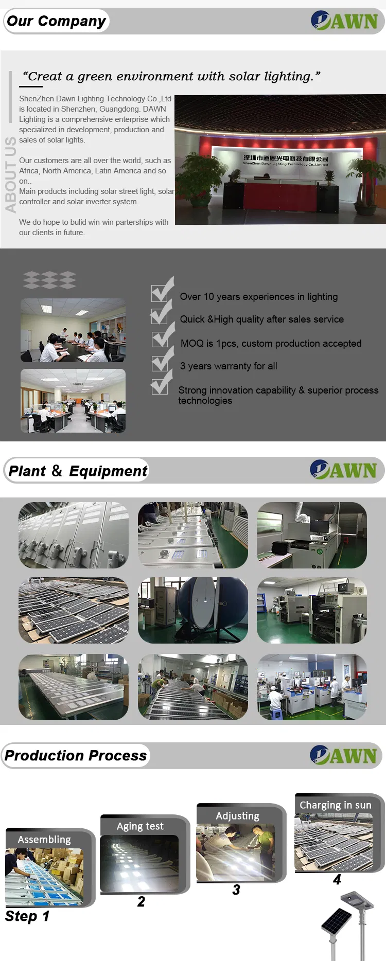 100W/120W/150W Outdoor IP65 All in One Solar Powered LED Street Lights