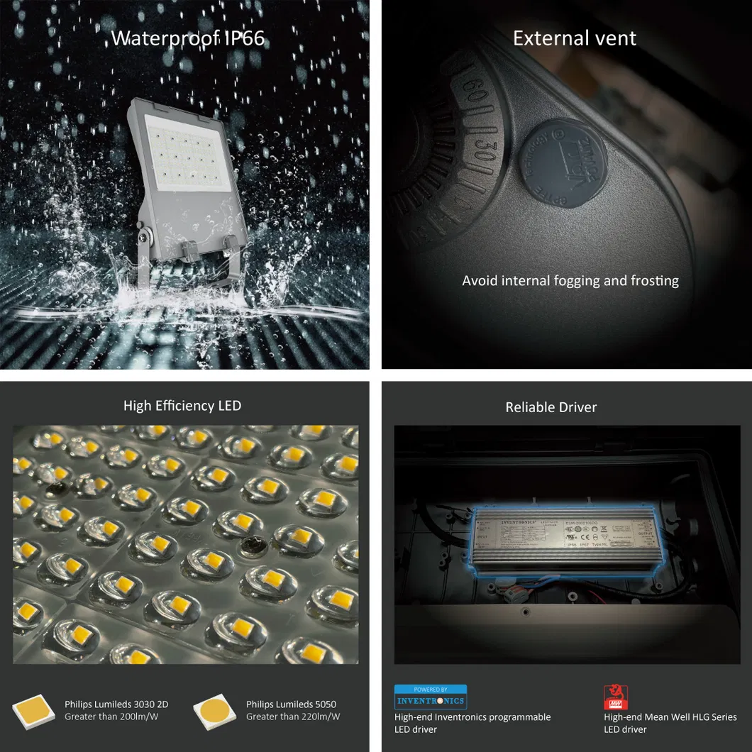 100W Die-Cast Aluminum Housing LED Floodlight 1-10V or Timer Dimming