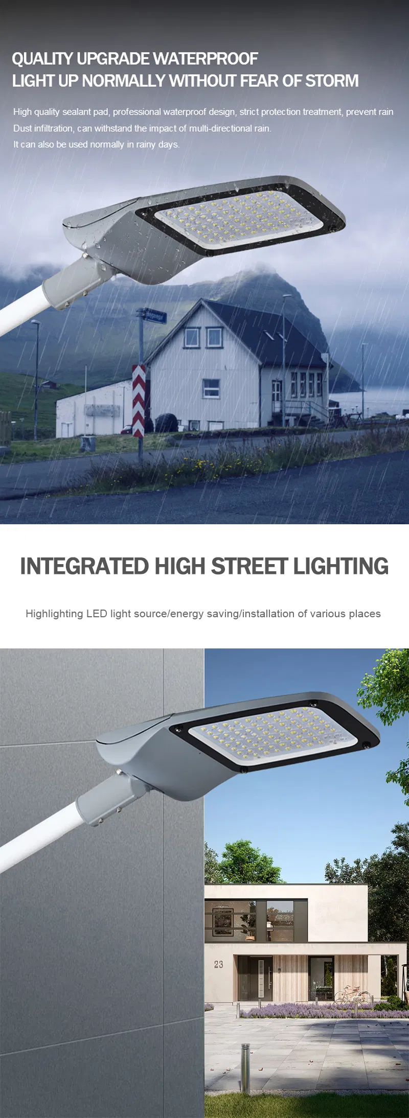 100W IP66 Waterproof with 5 Years Warranty Road Lamp Slim Adjustable Outdoor LED Street Lamp