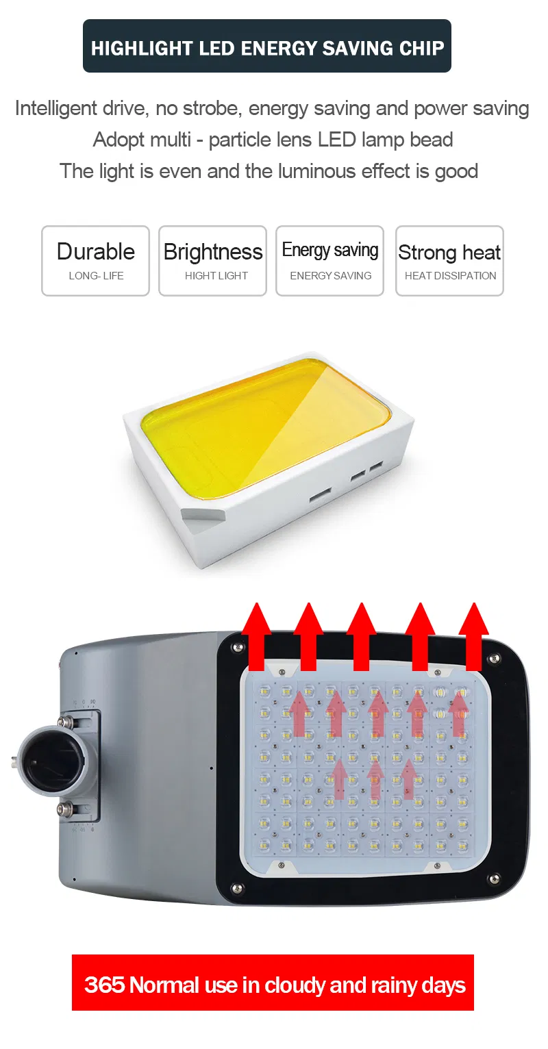 100W IP66 Waterproof with 5 Years Warranty Road Lamp Slim Adjustable Outdoor LED Street Lamp
