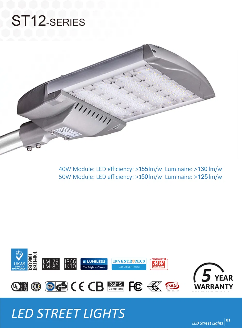 150W LED Street Light with High Lumen Efficiency