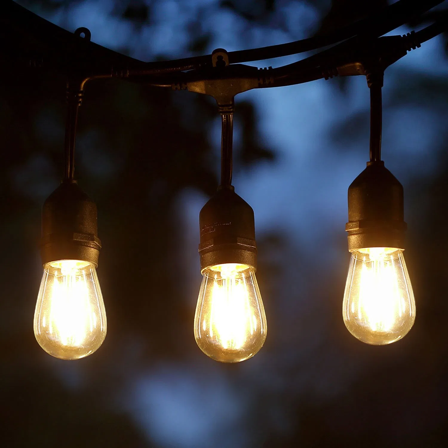 15m 15PCS Bulbs Weatherproof S14 LED Bulb String Lights for Patio