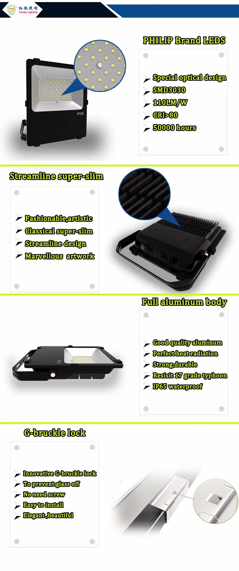 2016 Hot Sale IP65 Outdoor LED Flood Lighting 150W with 3 Years Warranty
