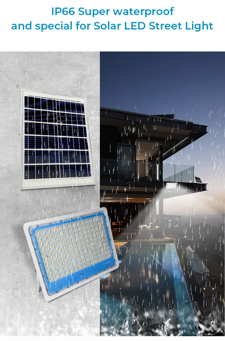 2021 Newest Design LED Flood Light Solar Lights IP66 Waterproof 300W Lawn Camping