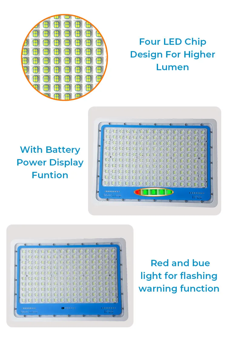 2021 Newest Design LED Flood Solar Lights IP66 Waterproof 300W Garden Light