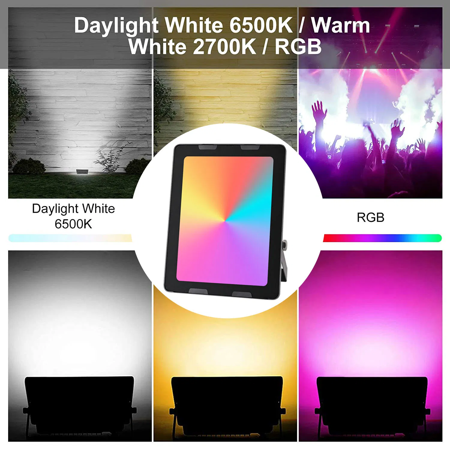30W RGBW LED Flood Light , WiFi Connected Color Change Dimmable Smart LED Light with Alexa & Google Home&Tuya APP for Yard, Stage, Garden, Landscape