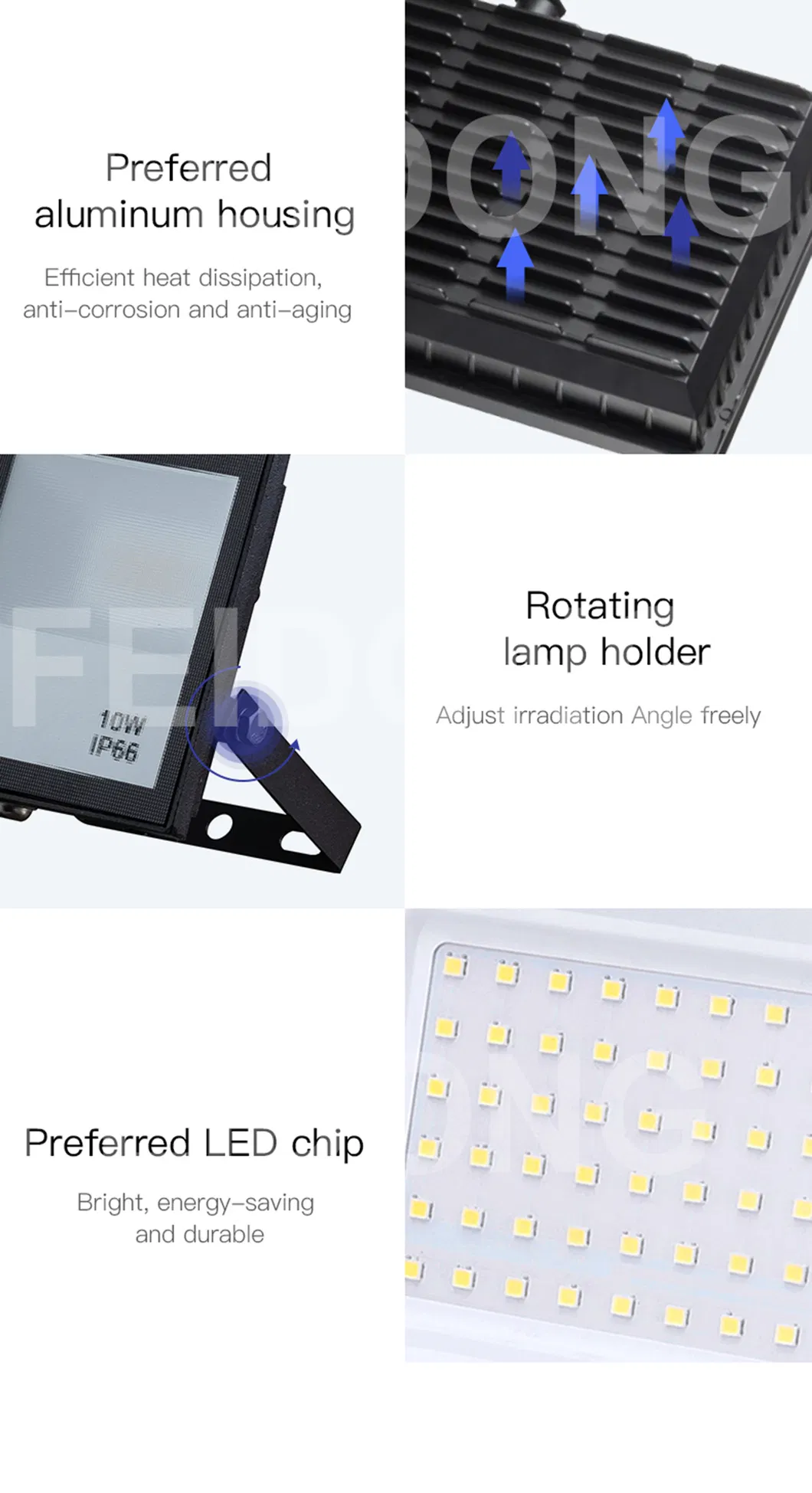 4kv Anti Surge 1500V Withstand Voltage 2 Years Guarantee Products Hot Selling Aluminum Reflector Dob LED Flood Light