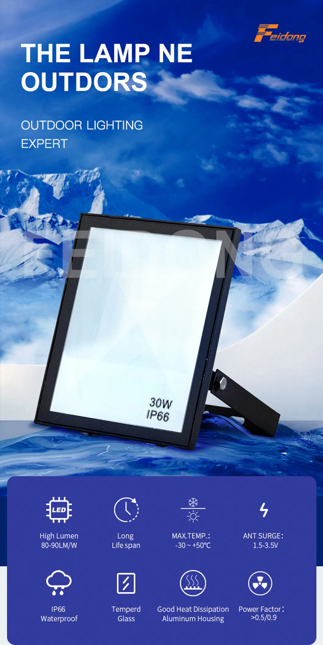4kv Anti Surge 1500V Withstand Voltage 2 Years Guarantee Products Hot Selling Aluminum Reflector Dob LED Flood Light