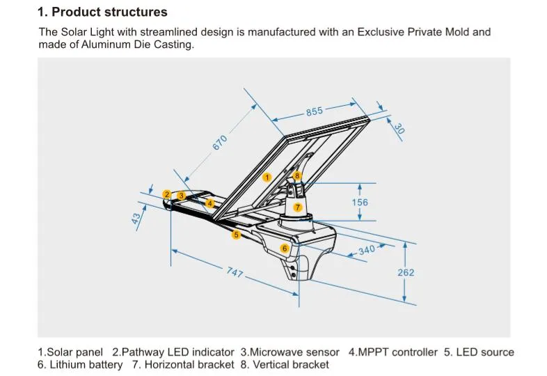 50W New Integrated Solar Street Road Path Park Courtyard Garden Lamp Light High Technology
