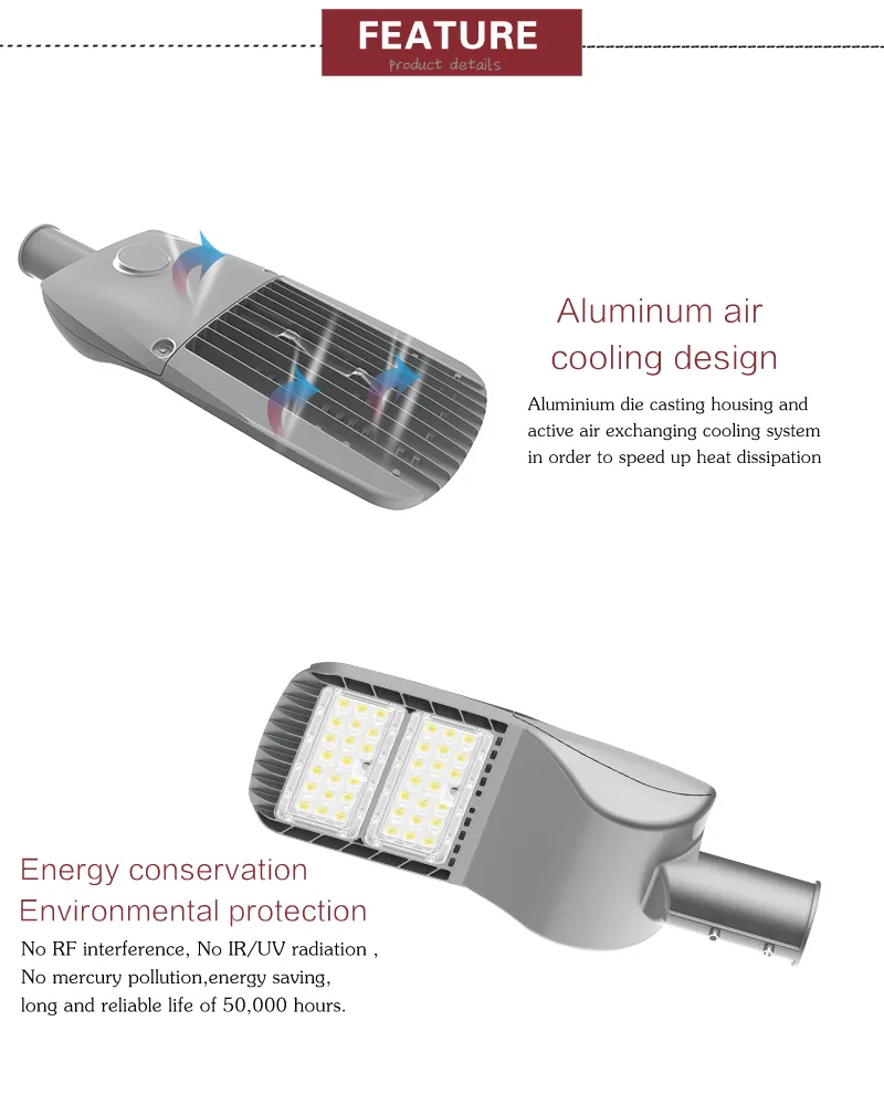 6500K Outdoor 100W LED Street Lamp IP66 Waterproof for Roadway Lighting