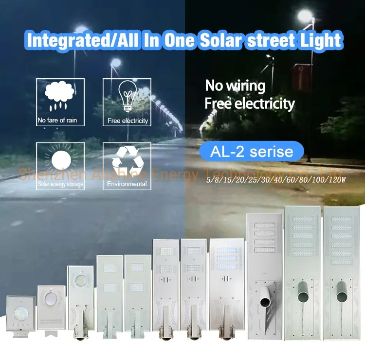 80W LED Waterproof All in One Integrated Motion Sensor LED Solar Street Light