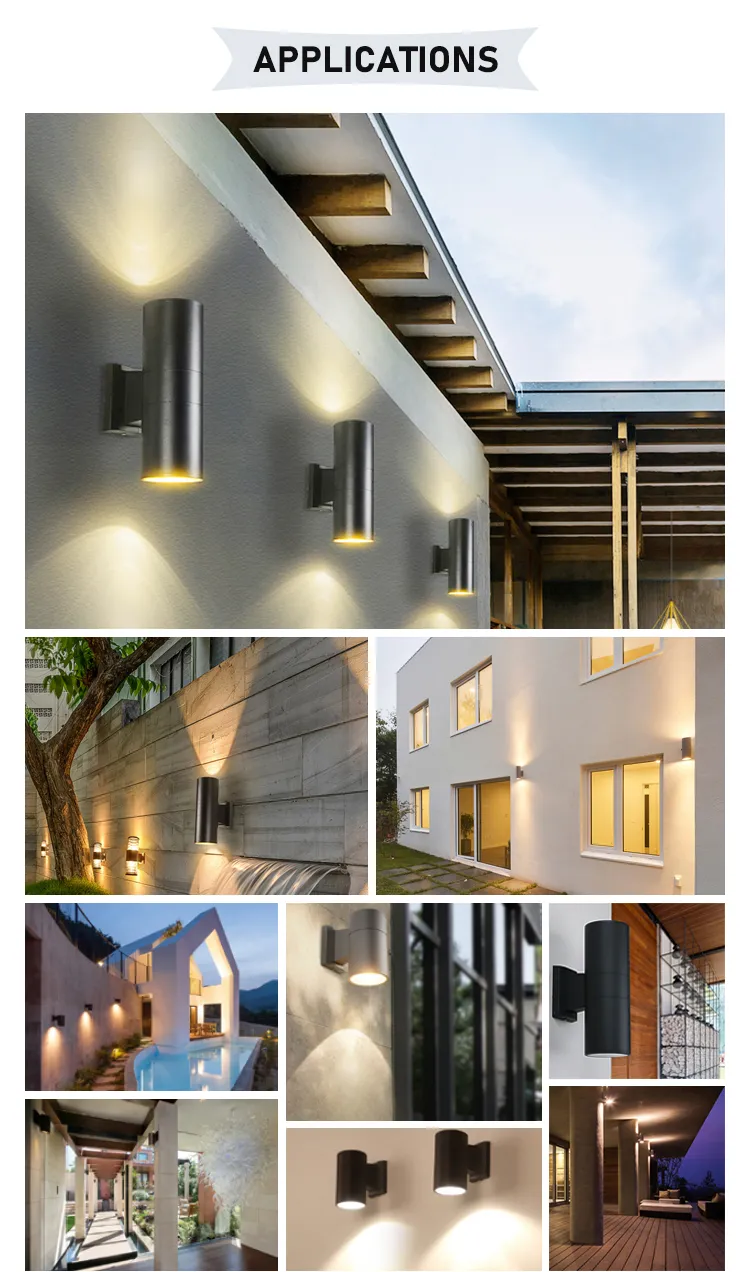Black Cylinde 6W Modern Sconce Black Light IP65 Waterproof Outdoor Wall Lights for House Wall Lamps