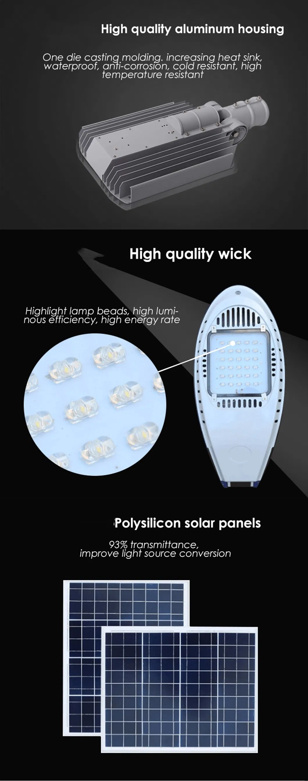 China Manufacturer Ce Certificates Solar Power Street Lamp Post Outdoor Luminaries