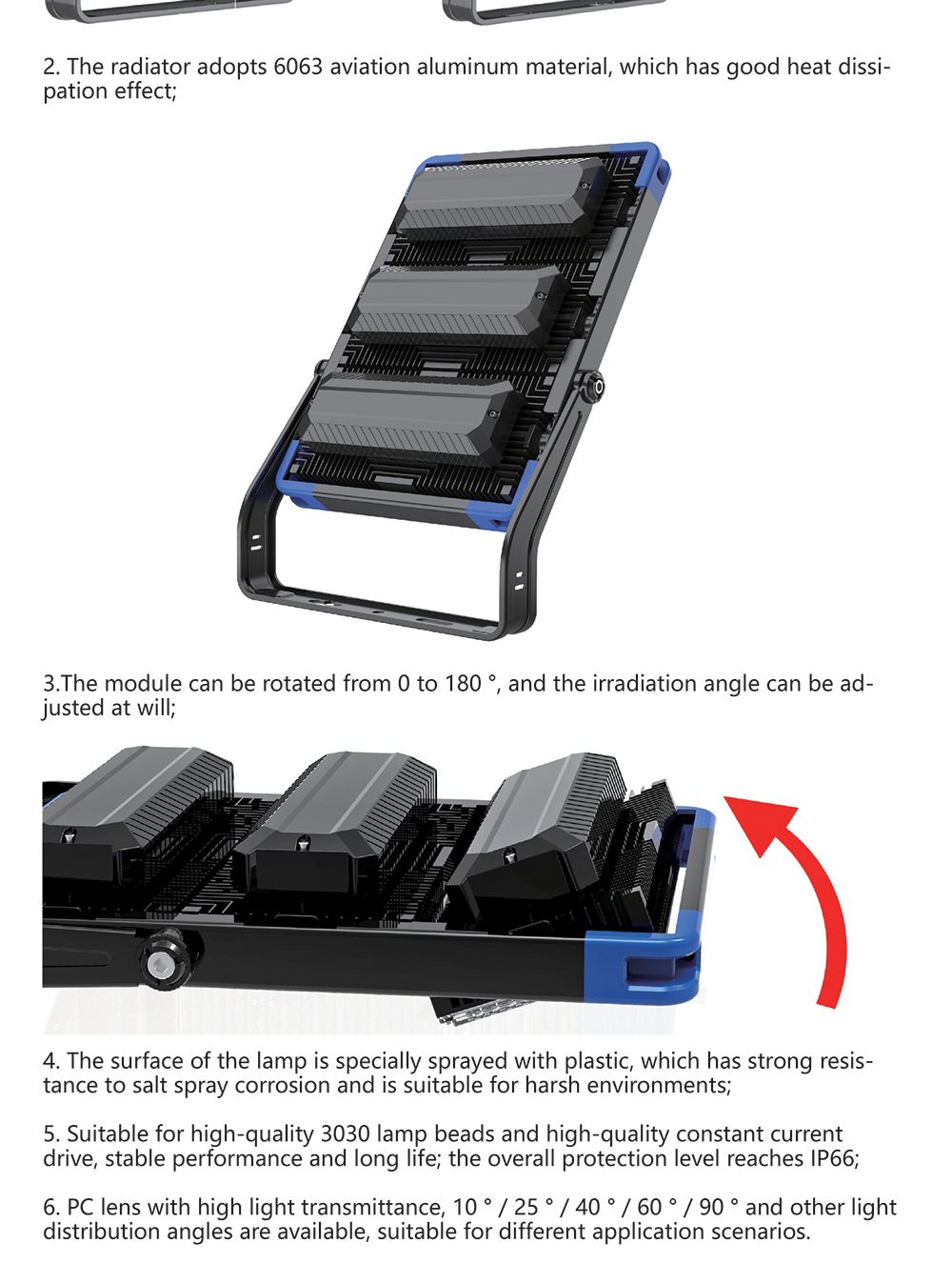 Chz Supplier China 750W LED Module Flood Light with CE RoHS ISO Ies File