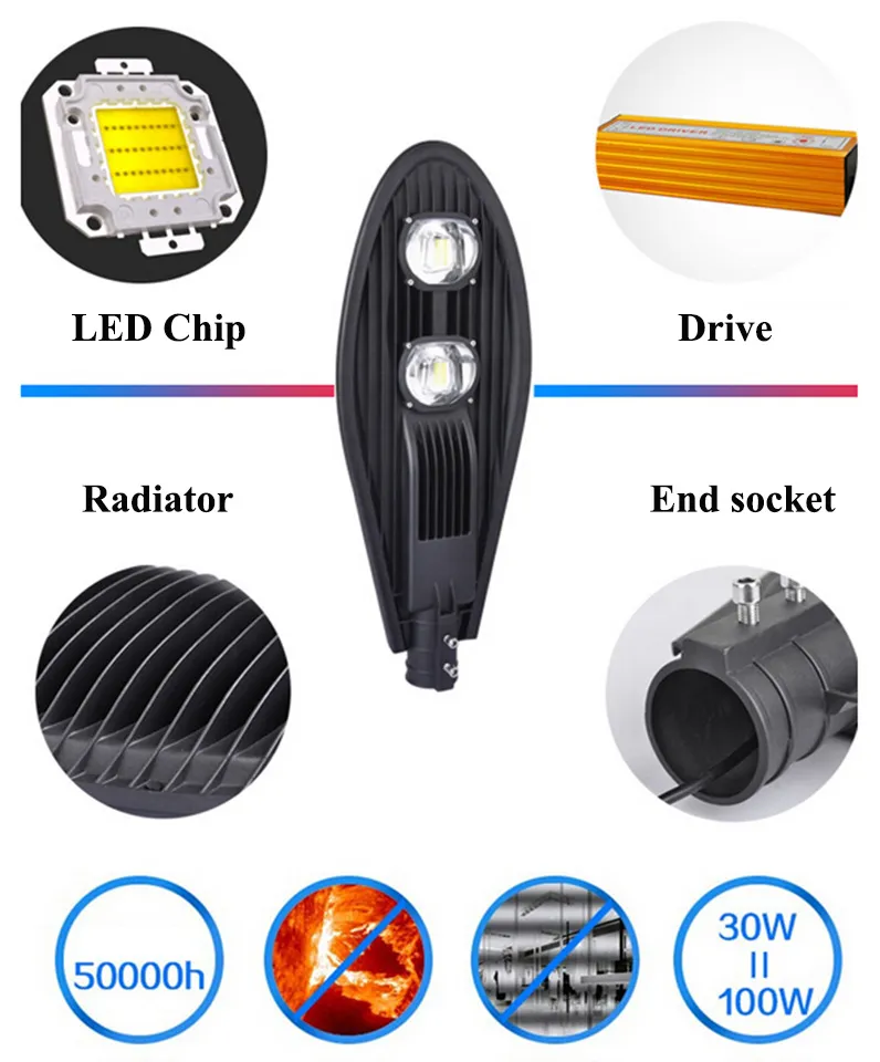 Commercial off Road LED Cobra Head Lighting 50W LED Street Light