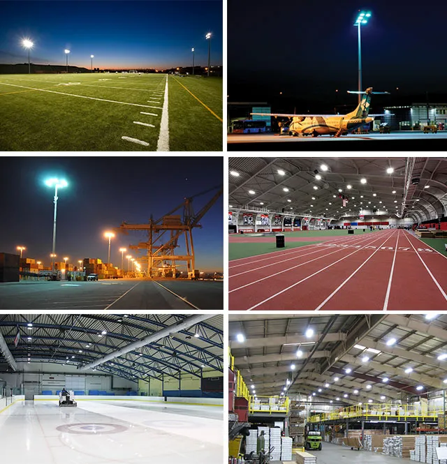 Customizable 1440W 201600lumens IP66 Waterproof Outdoor LED Floodlight for Large Area Sports Field Car Racing Tracks Golf Skate Park Logistic Center Plant