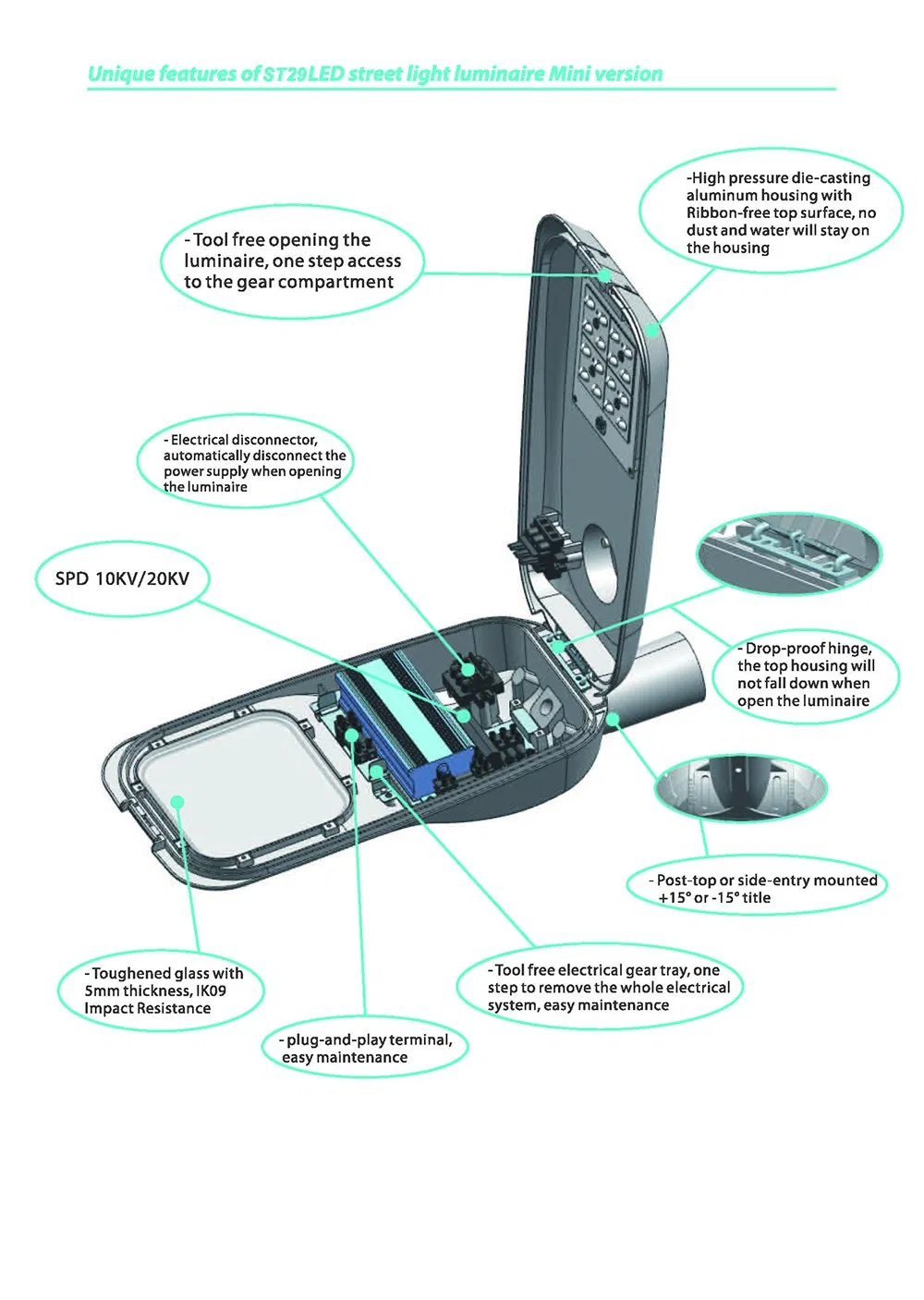 Everlite Energy Saving 60W LED Street Lamp with IP66 Ik08