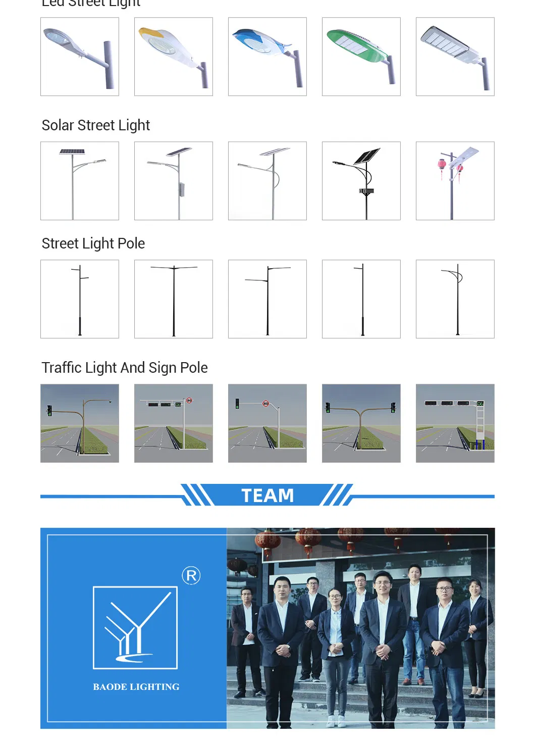 Factory Direct 6m7m8m Pole LED Solar Street Light with Gelled/Lithium Battery