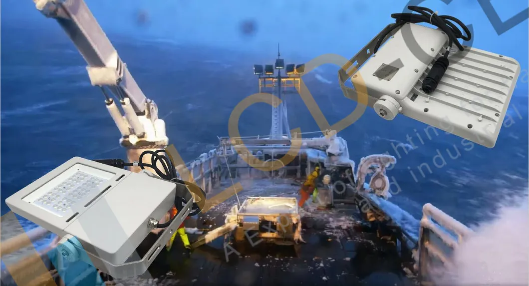 High Lumen 120-145lm/W LED Floodlights 100W LED Marine Outdoor Flood Light for Boat Vessel Working Site Area Light IP67 Waterproof Exterior Slim Floodlights LED