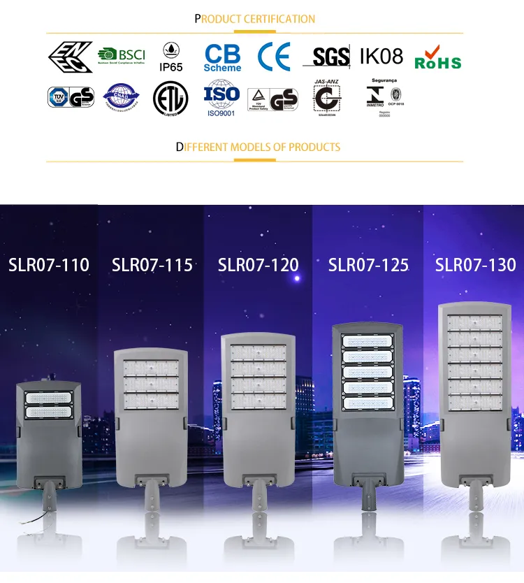 Ik09 IP66 100W 150W 200W 250W 300W LED Streetlight Aluminum LED SMD Street Lights