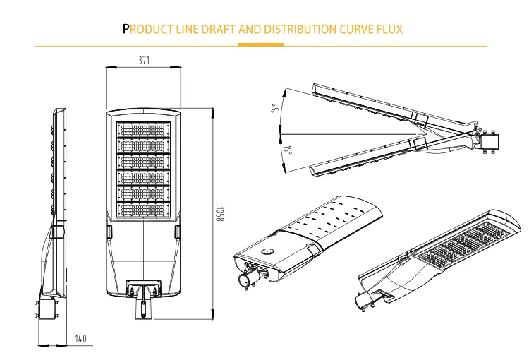 Ik09 IP66 100W 150W 200W 250W 300W LED Streetlight Aluminum LED SMD Street Lights