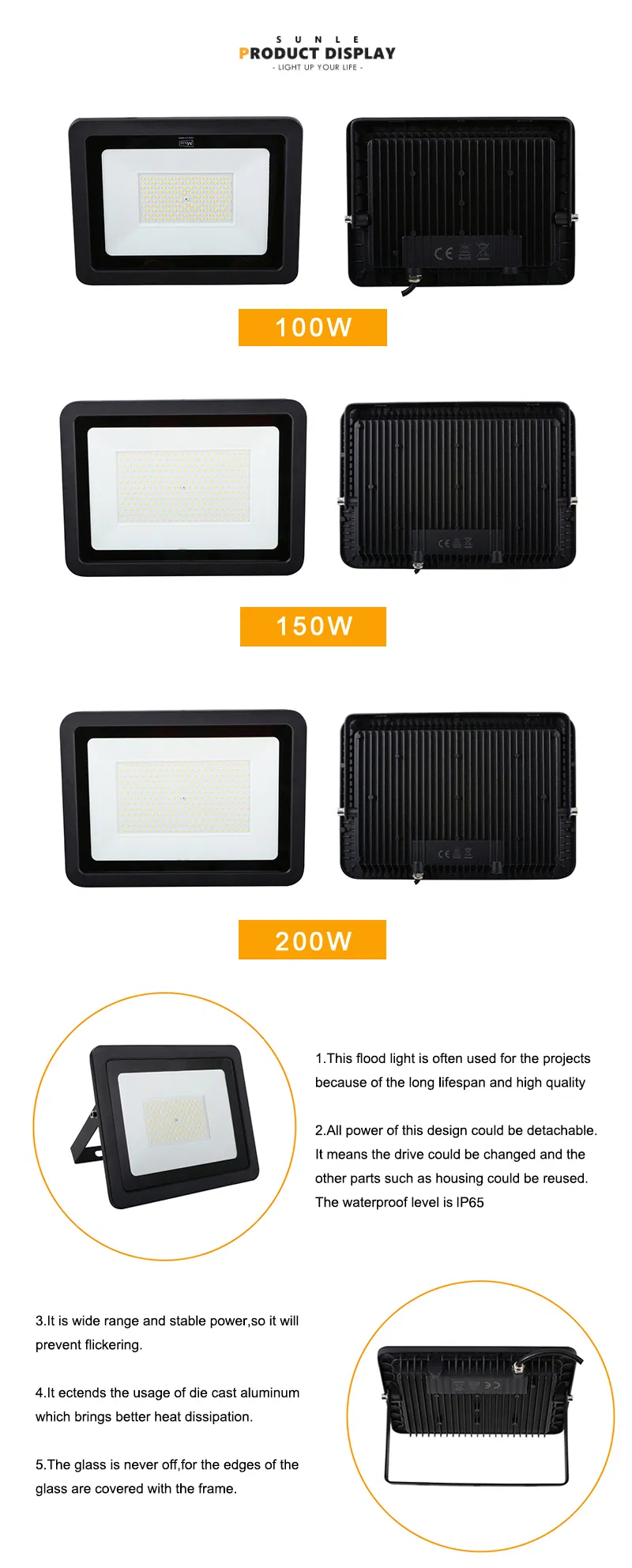 IP65 Outdoor Concert Square Factory LED Flood Light 300W