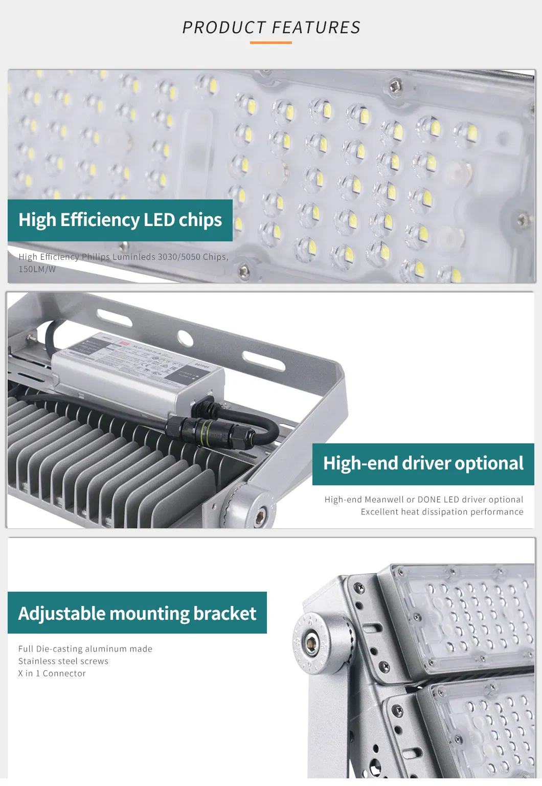 LED Flood Light Module Flood Light 100/200/300/400/500/600W Waterproof LED Floodlight Light