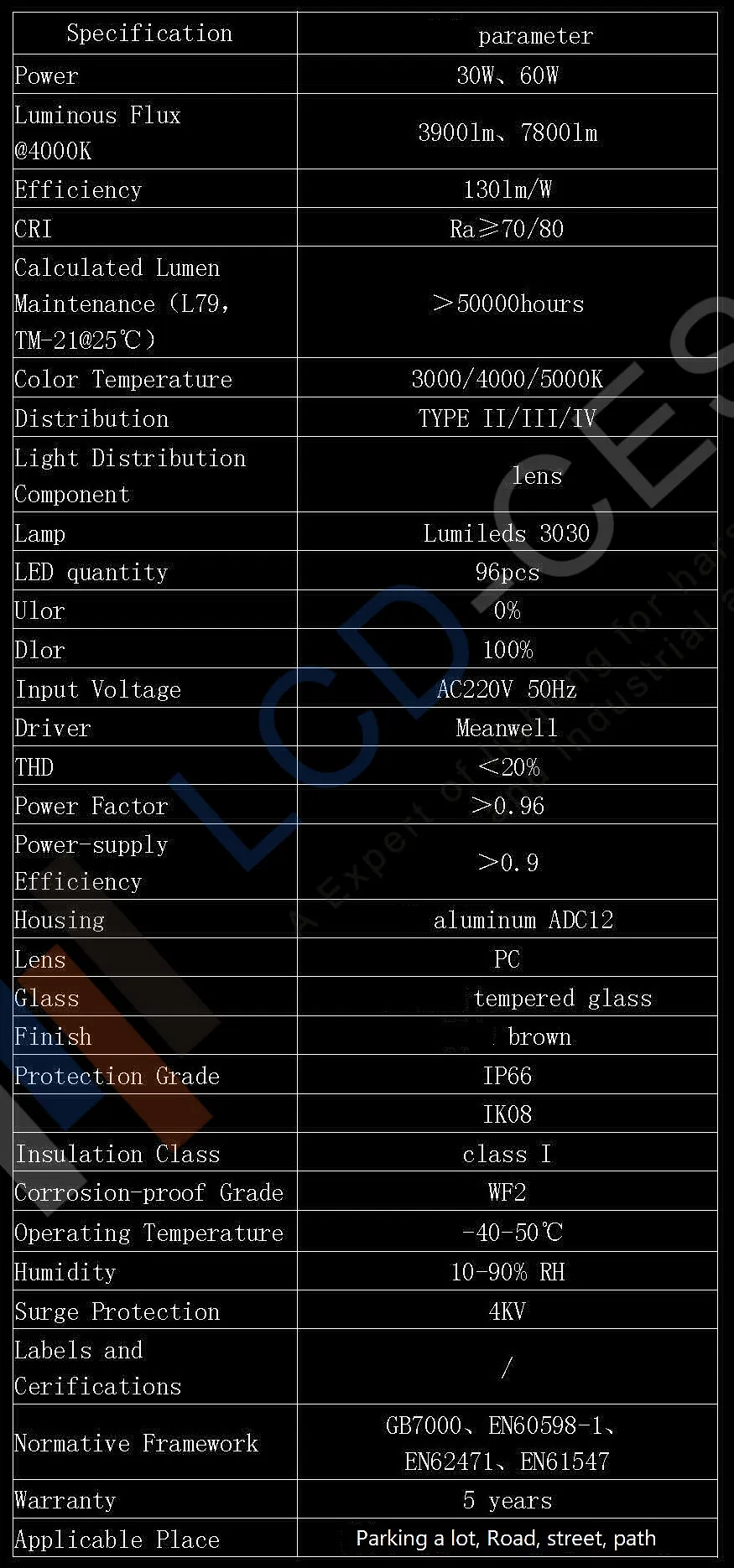 LED Street Light 50W 80W 100W 150W 200W 250W 300W 220V 50/60Hz up to 160lm/W 43500lumen 6500K Ik10 High Quality LED Outdoor LED Light with 5 Years Warranty Road