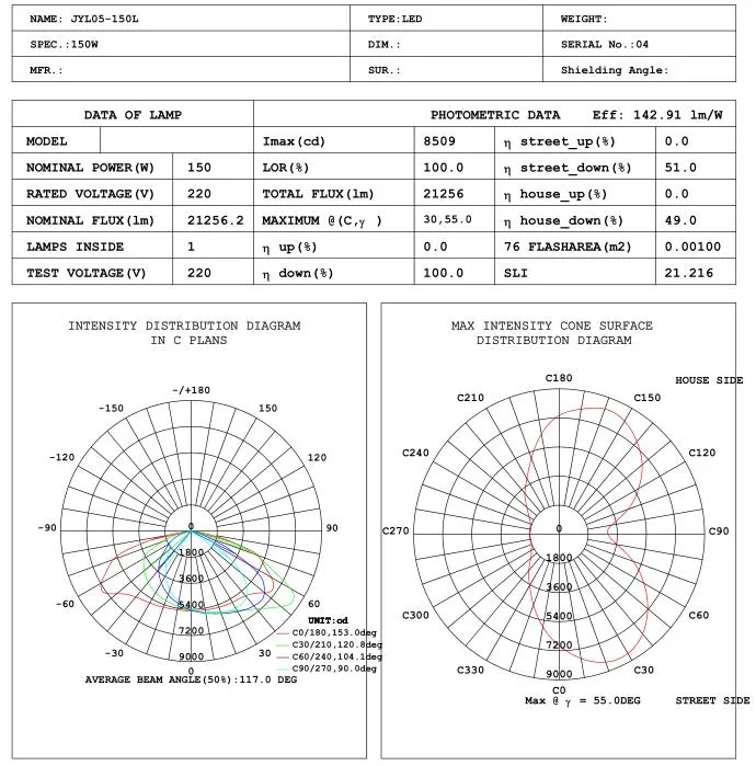 Long Life Span 6000h No Decay LED Street Light