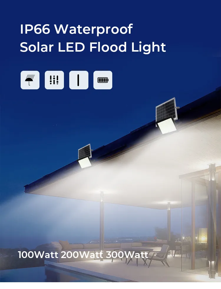 Manufacturer OEM ODM Wholesale 300W LED Solar Light Garden Heat Resisting Waterproof IP65 Emergency Light Outdoor Solar Lights