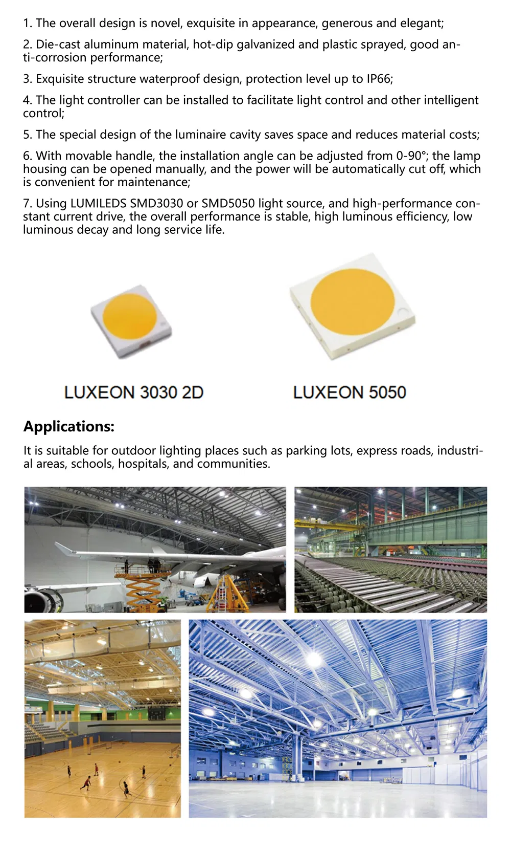 New Design IP66 Waterproof 3000-6500K AC Power Outdoor LED Street Lighting for Road