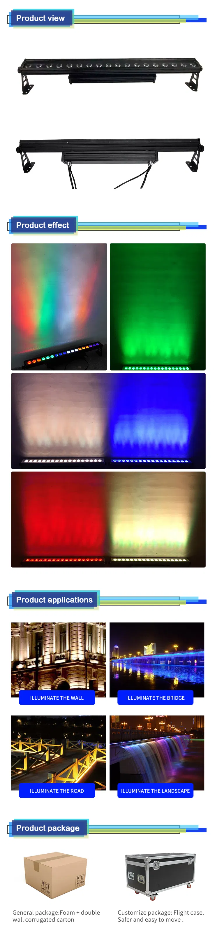 Outdoor LED Washer Light DMX RGBW 18PCS 4in1 City Color Garden Lamp Wash Light