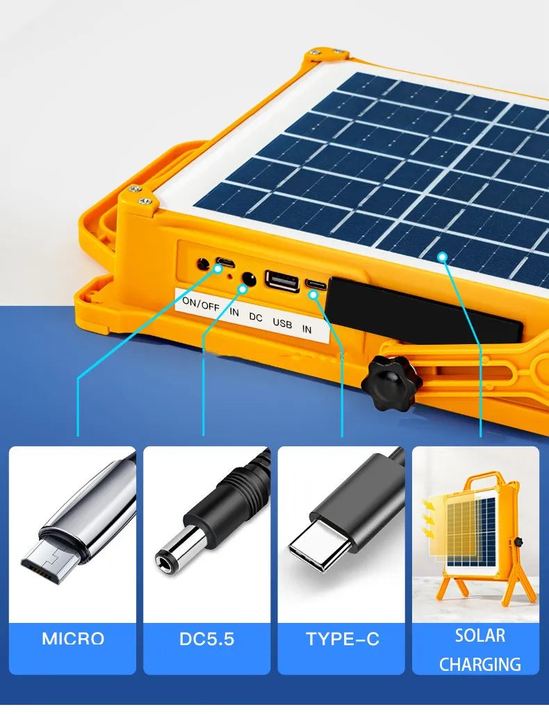 Outdoor Portable 100W Flood Solar Lights Low Factory Price IP65 Waterproof LED Lighting and Circuitry Design Garden Light