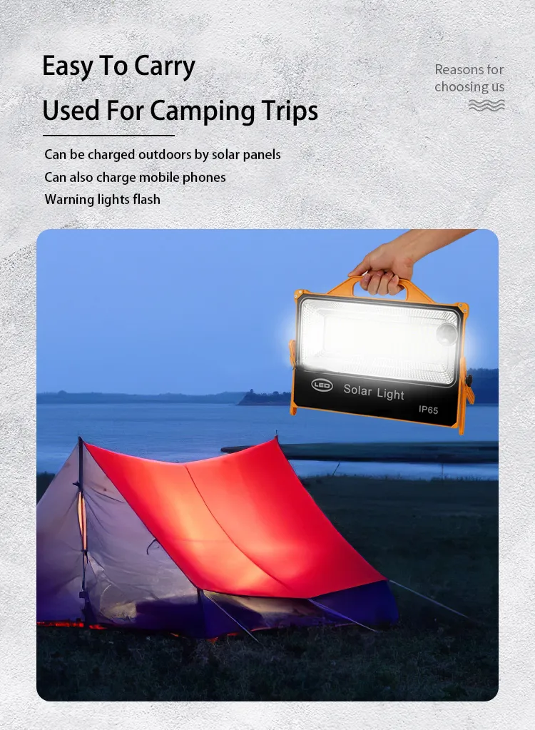 Outdoor Portable 100W Flood Solar Lights Low Factory Price IP65 Waterproof LED Lighting and Circuitry Design Garden Light