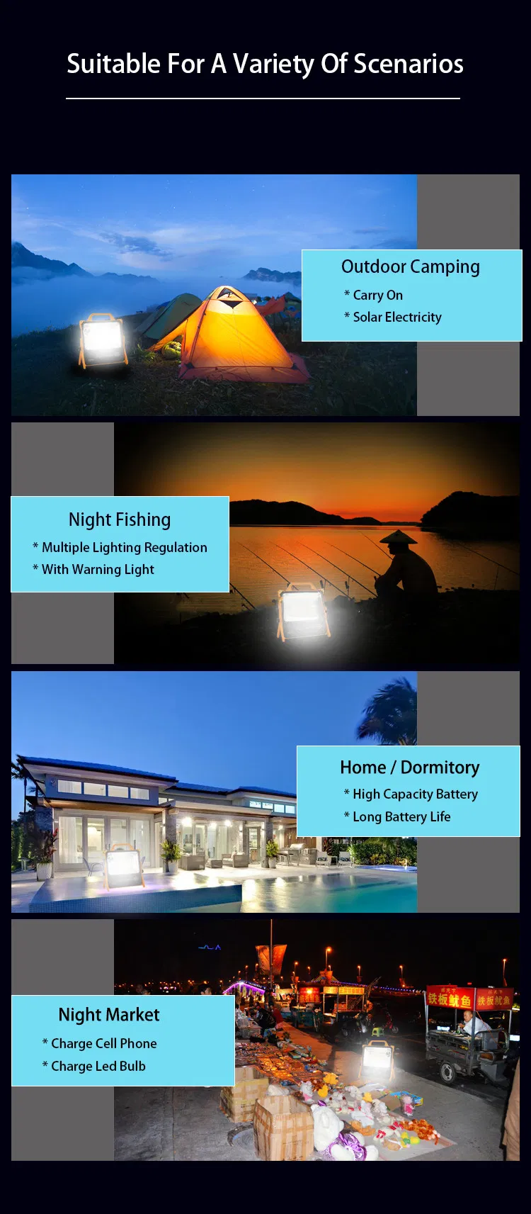 Outdoor Portable 100W Flood Solar Lights Low Factory Price IP65 Waterproof LED Lighting and Circuitry Design Garden Light