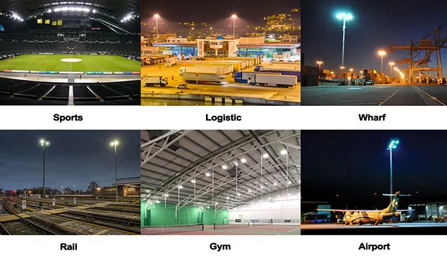 Outdoor Waterproof IP66 1080W 151200lumens Square Football Basketball Baseball Sport Court Stadium Wharf Airport High Mast 200W to 1440W LED Floodlight