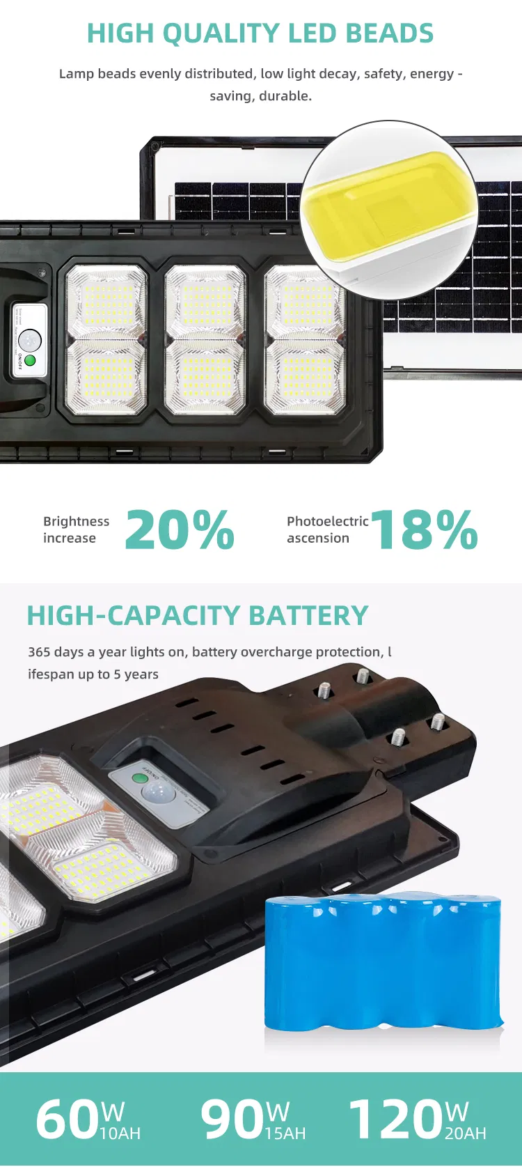 Solar Street Light Remote Control LED Solar 30W Road Lamp
