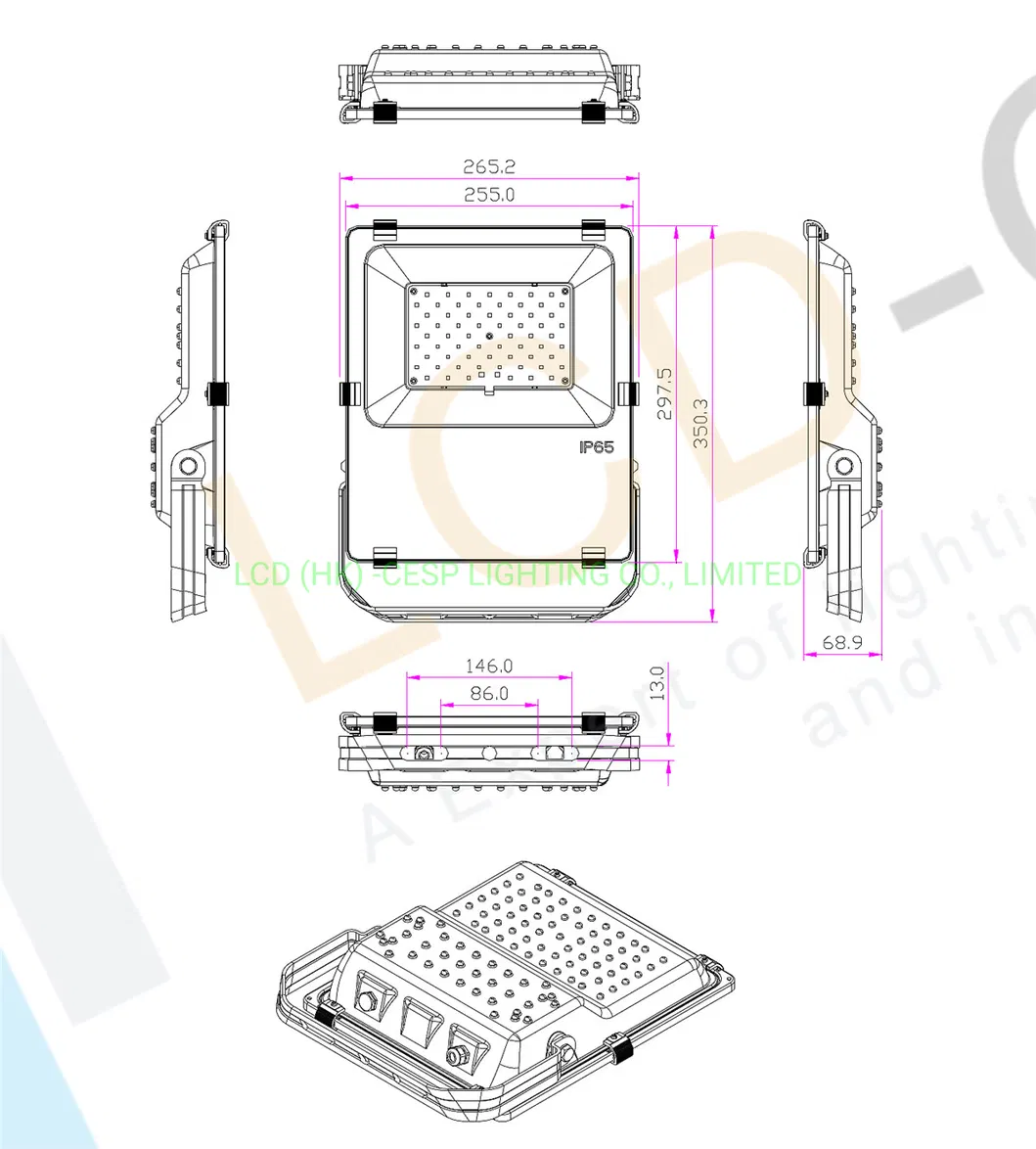 Universal 50W High Lumen 7250lm Outdoor LED Security Lights with Optic 120deg Beam Angle Super Bright Outdoor Flood Light Exterior Light for Billboard Car Park