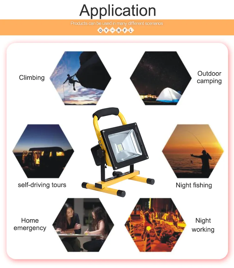 Waterproof COB IP65 Super Bright Portable 20watt 30watt Rechargeable LED Flood Lamp