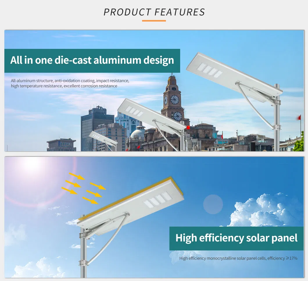 Wholesale IP66 Moisture Resistance Integrated 40W/60W/80W/100W/120W/150W LED Solar Street Light Easy Installation with PIR Motion Sensor